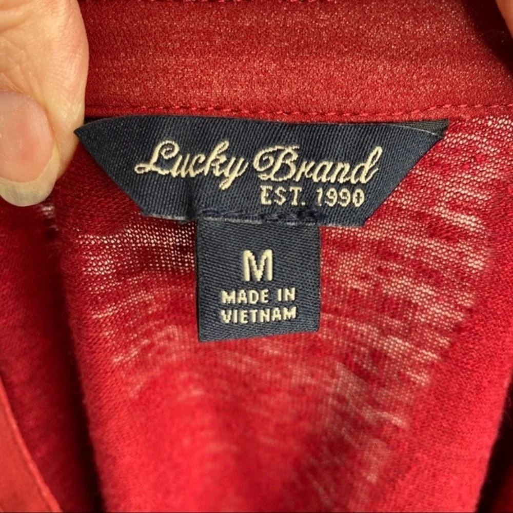 Lucky Brand Burgundy Long Sleeve Casual Top